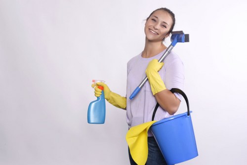 Cleaner using safe handling practices with carpet cleaning tools